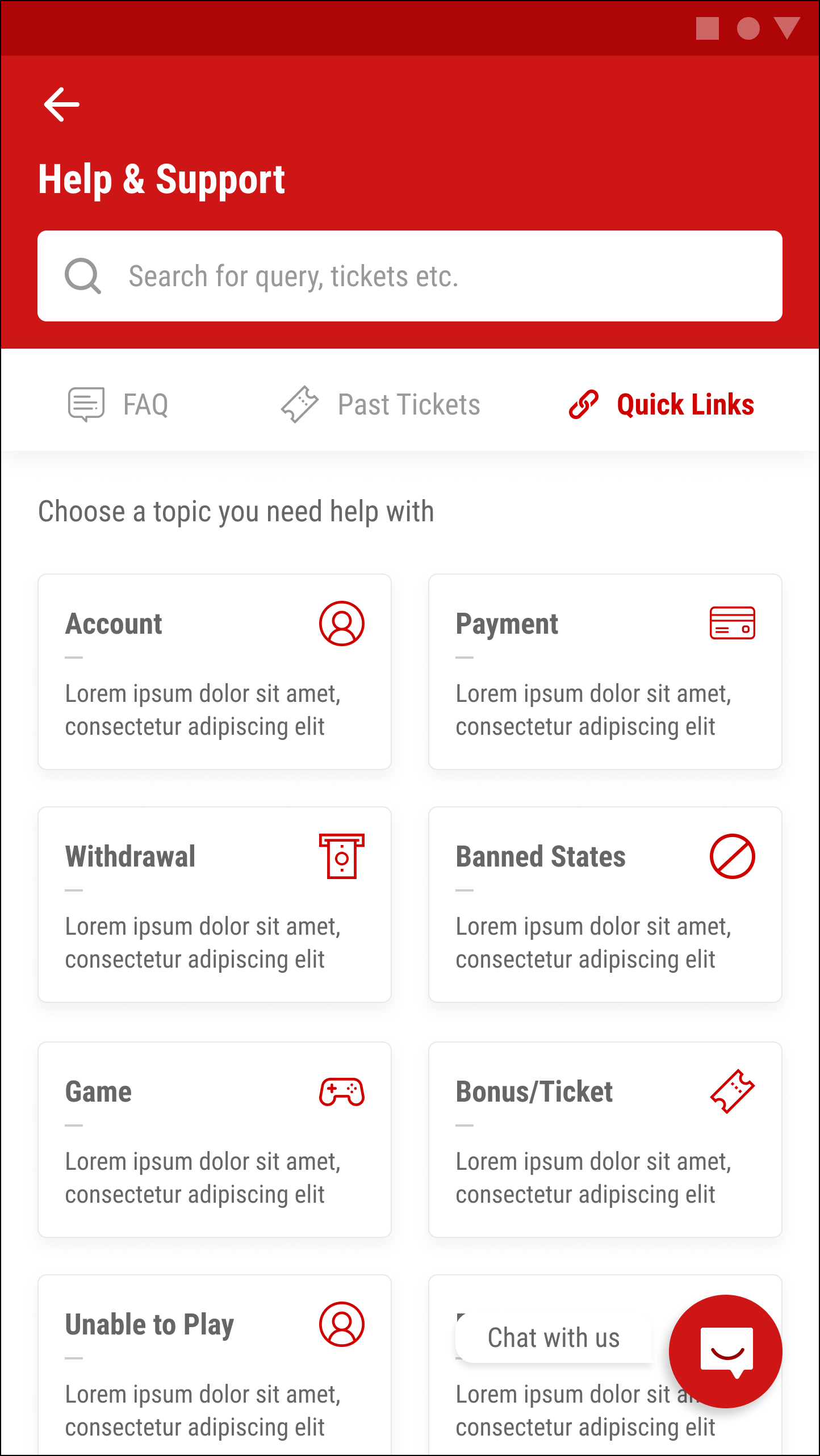 Quick links option 1